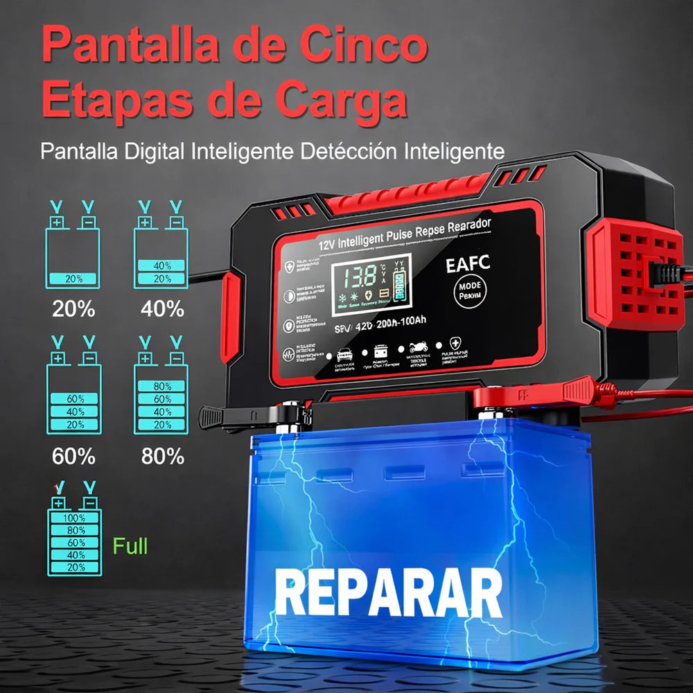 CARGADOR DE BATERIA  PARA CARRO, CAMIONETA, CAMION  O MOTO